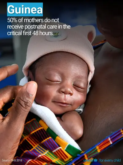 Postnatal care tile for Guinea, Photo · English