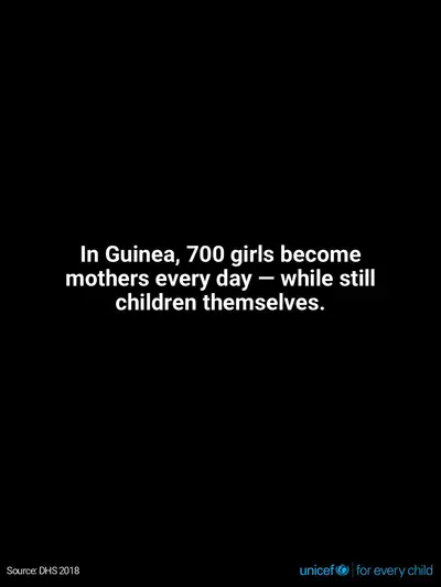 Adolescent motherhood tile for Guinea, Text only · English