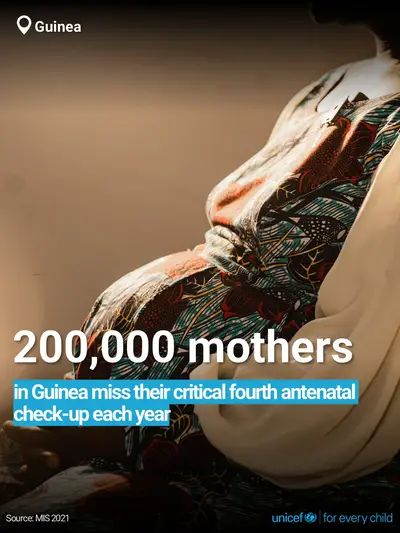 Antenatal care tile for Guinea, Bold number · English