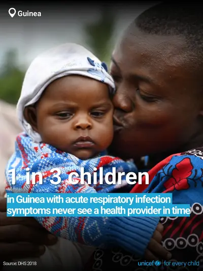 Childhood pneumonia tile for Guinea, Bold number · English