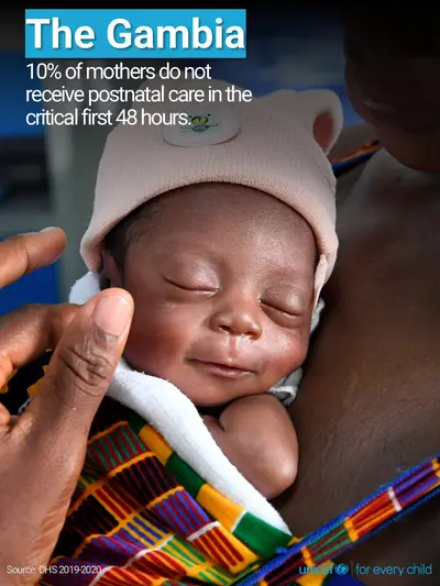 Postnatal care tile for Gambia, Photo · English