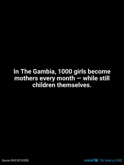 Adolescent motherhood tile for Gambia, Text only · English
