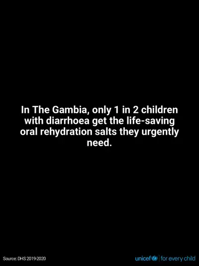 Oral rehydration salts tile for Gambia, Text only · English