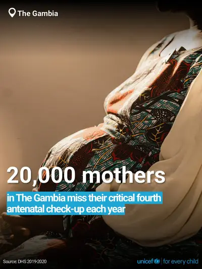 Antenatal care tile for Gambia, Bold number · English