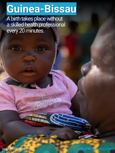 Skilled birth attendance tile for Guinea-Bissau, Photo · English