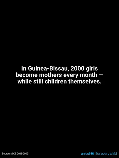 Adolescent motherhood tile for Guinea-Bissau, Text only · English