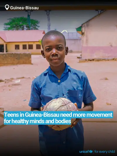 Adolescent physical activity tile for Guinea-Bissau, Bold number · English