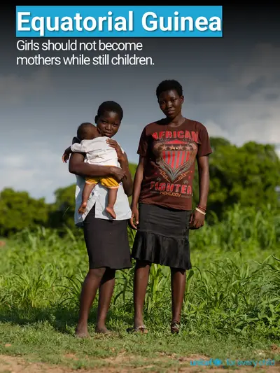 Adolescent motherhood tile for Equatorial Guinea, Photo · English