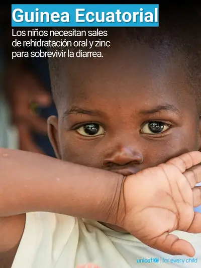 Oral rehydration salts tile for Equatorial Guinea, Photo · Spanish