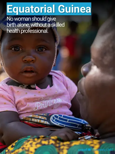 Skilled birth attendance tile for Equatorial Guinea, Photo · English