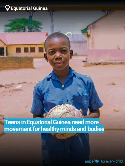 Adolescent physical activity tile for Equatorial Guinea, Bold number · English