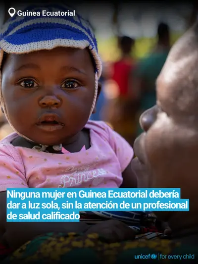 Skilled birth attendance tile for Equatorial Guinea, Bold number · Spanish