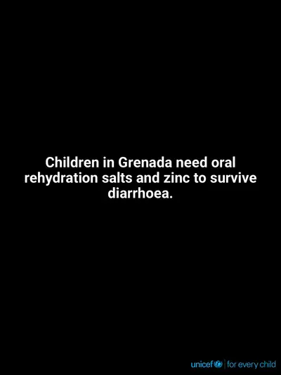 Oral rehydration salts tile for Grenada, Text only · English