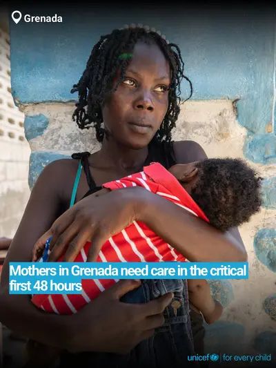 Postnatal care tile for Grenada, Bold number · English