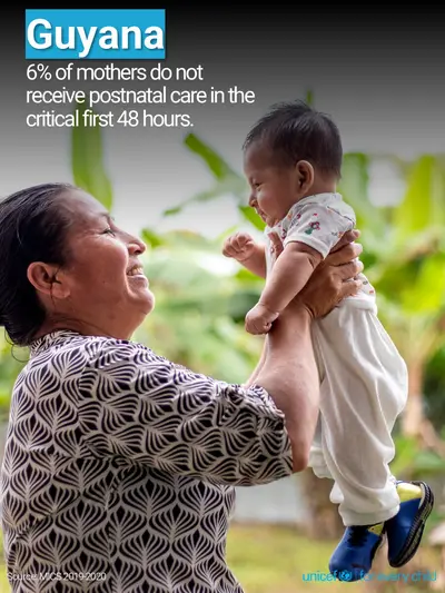 Postnatal care tile for Guyana, Photo · English