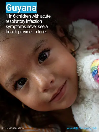 Childhood pneumonia tile for Guyana, Photo · English
