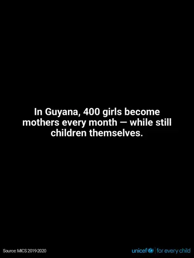 Adolescent motherhood tile for Guyana, Text only · English