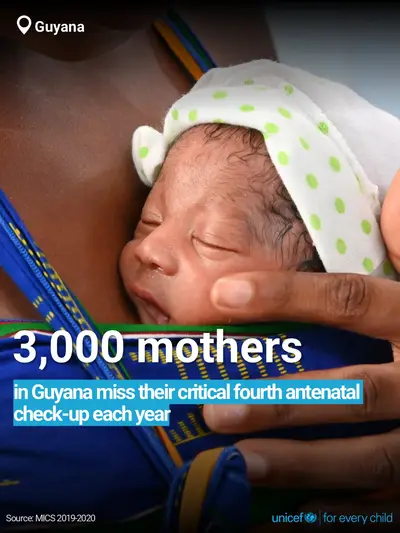 Antenatal care tile for Guyana, Bold number · English