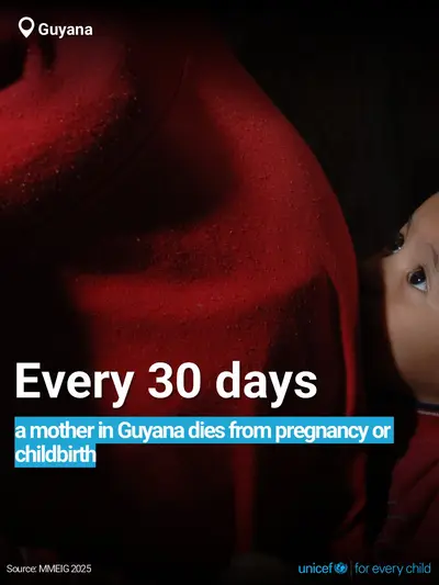 Maternal mortality tile for Guyana, Bold number · English