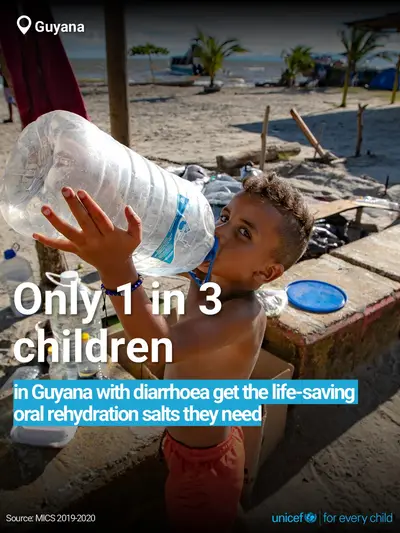 Oral rehydration salts tile for Guyana, Bold number · English