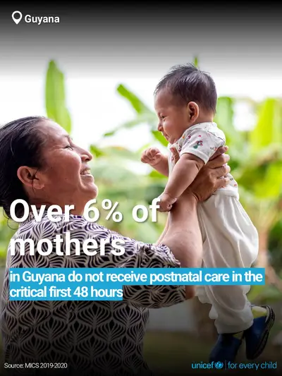 Postnatal care tile for Guyana, Bold number · English