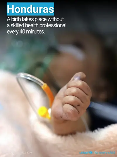Skilled birth attendance tile for Honduras, Photo · English