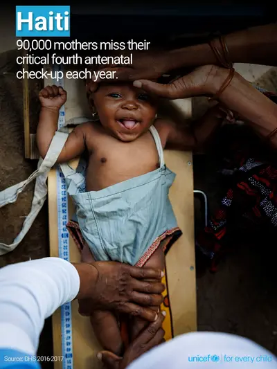 Antenatal care tile for Haiti, Photo · English