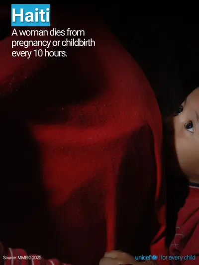 Maternal mortality tile for Haiti, Photo · English