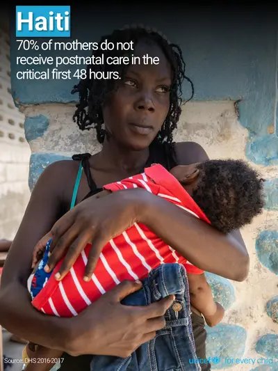 Postnatal care tile for Haiti, Photo · English