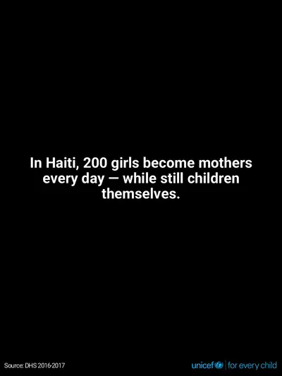 Adolescent motherhood tile for Haiti, Text only · English