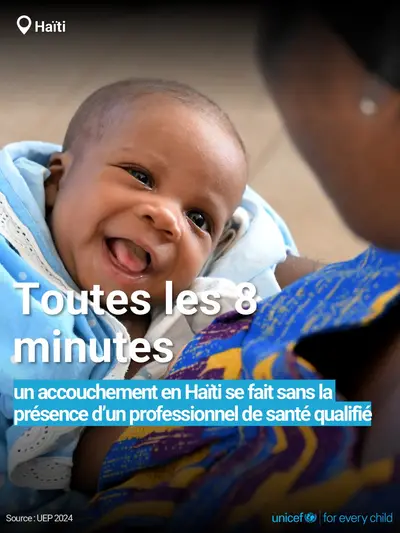 Skilled birth attendance tile for Haiti, Bold number · French