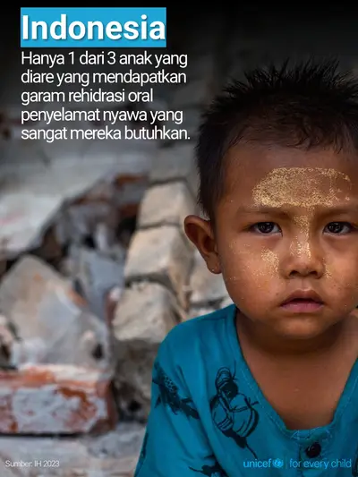 Oral rehydration salts tile for Indonesia, Photo · Indonesian