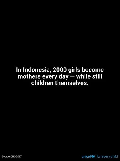 Adolescent motherhood tile for Indonesia, Text only · English