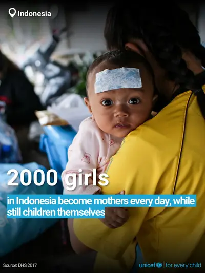 Adolescent motherhood tile for Indonesia, Bold number · English