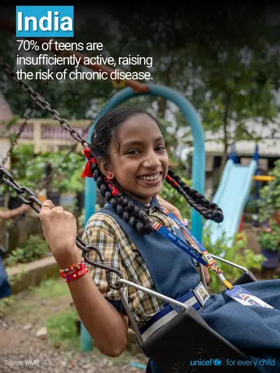 Adolescent physical activity tile for India, Photo · English