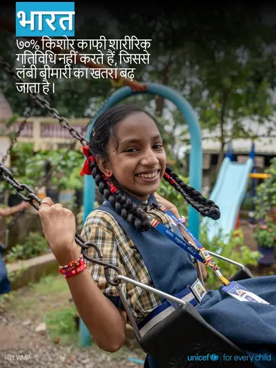 Adolescent physical activity tile for India, Photo · Hindi