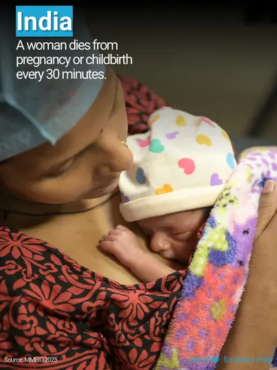 Maternal mortality tile for India, Photo · English