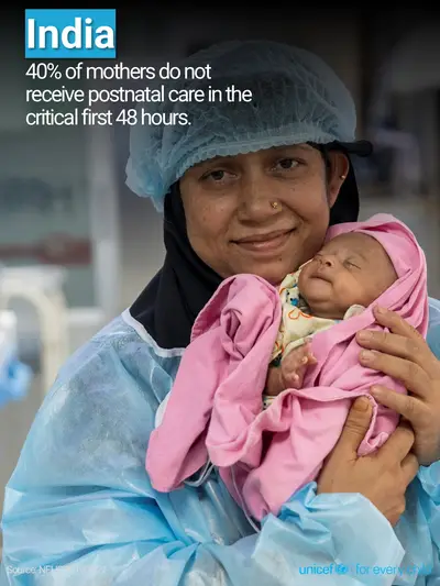 Postnatal care tile for India, Photo · English