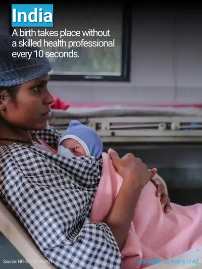 Skilled birth attendance tile for India, Photo · English