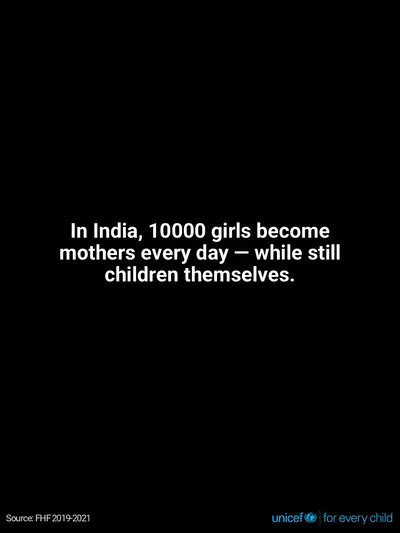 Adolescent motherhood tile for India, Text only · English