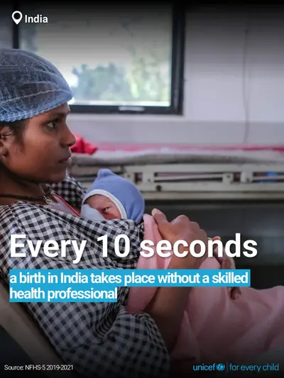 Skilled birth attendance tile for India, Bold number · English