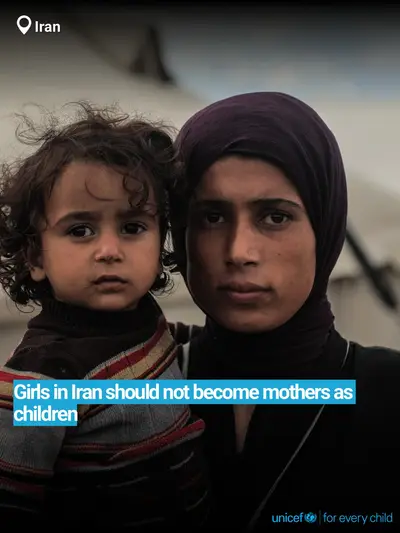 Adolescent motherhood tile for Iran (Islamic Republic of), Bold number · English