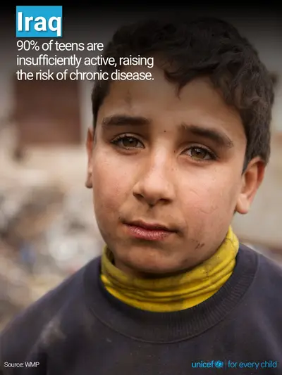 Adolescent physical activity tile for Iraq, Photo · English