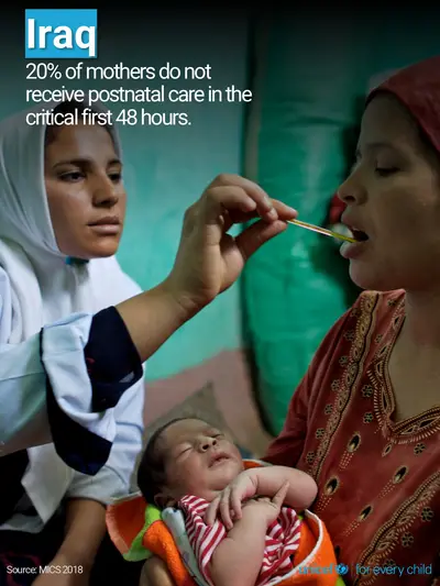 Postnatal care tile for Iraq, Photo · English