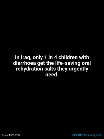 Oral rehydration salts tile for Iraq, Text only · English