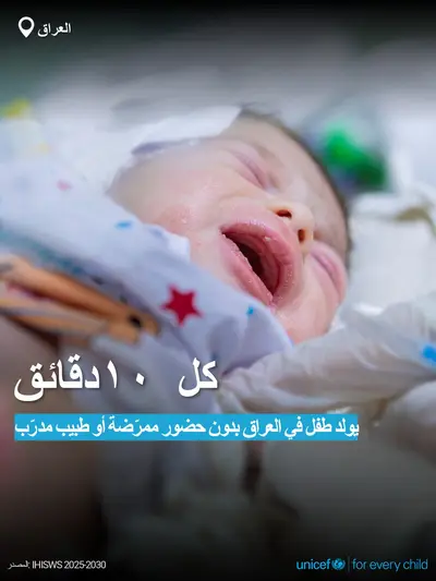 Skilled birth attendance tile for Iraq, Bold number · Arabic