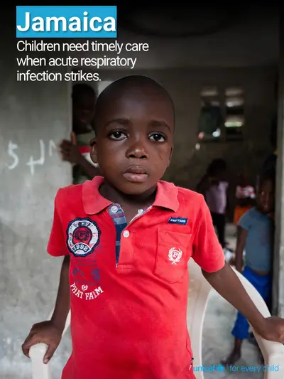 Childhood pneumonia tile for Jamaica, Photo · English