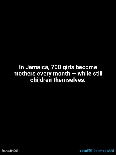Adolescent motherhood tile for Jamaica, Text only · English