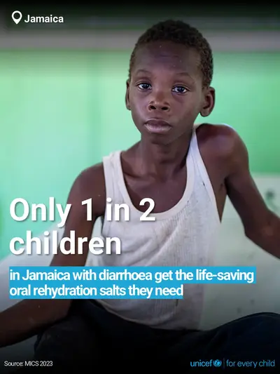 Oral rehydration salts tile for Jamaica, Bold number · English