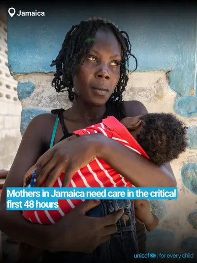 Postnatal care tile for Jamaica, Bold number · English